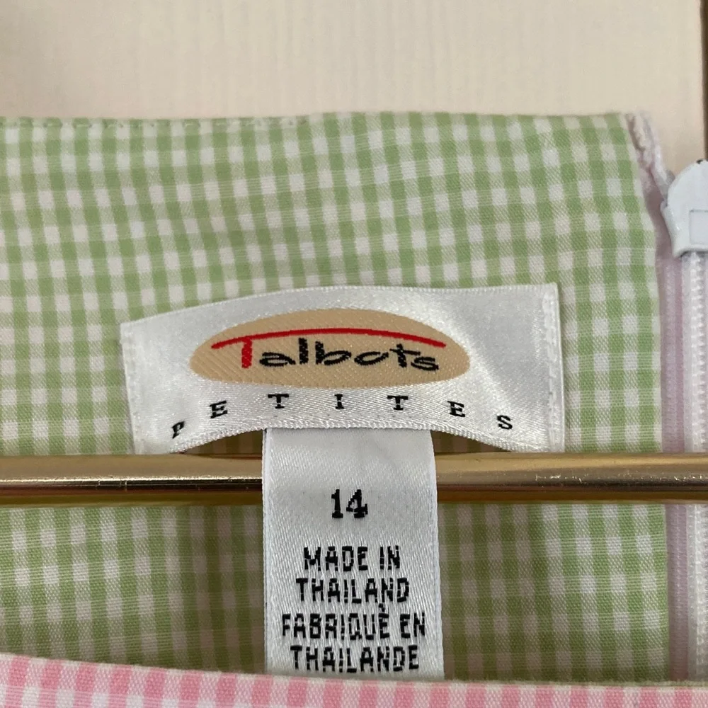 Talbots Pink and Green Checkered- Size 14 - Picture 3 of 7